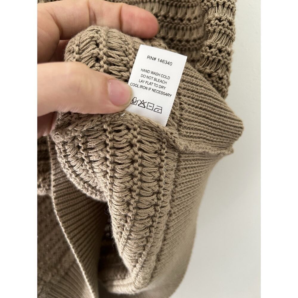 AMO Jean Open Knit Jerry Sweater Vest Tan Brown Size XS Pima Cotton - Picture 3 of 7